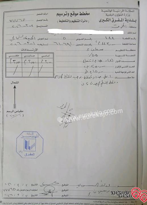 عمارة ثلاث شقق على أرض 443م للبيع في المفرق - حي الحسين