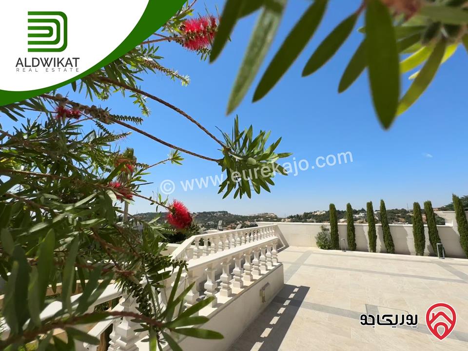 قصر للبيع في عمان - دابوق مساحة الارض 2650م ومساحة البناء 2000م ومساحة الحديقة 1500م ومساحة الترس 400م