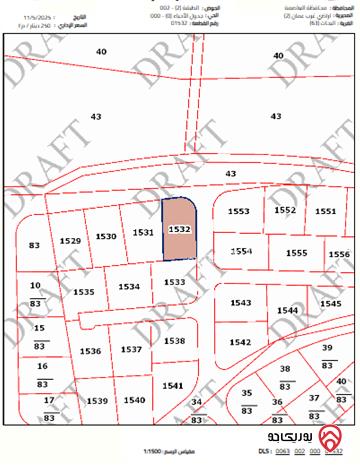 أرض مساحة 1020م للبيع في عمان - مرج الحمام