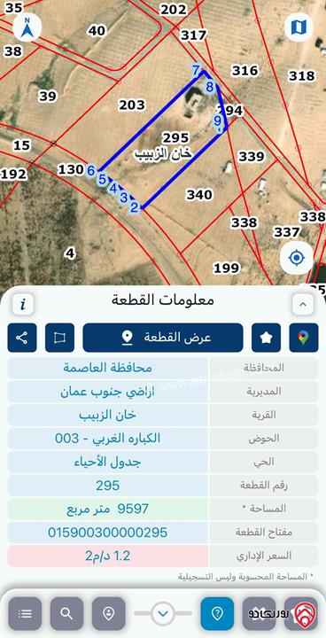 ارض مساحة 10 دونم للبيع من أراضي جنوب عمان - خان الزبيب