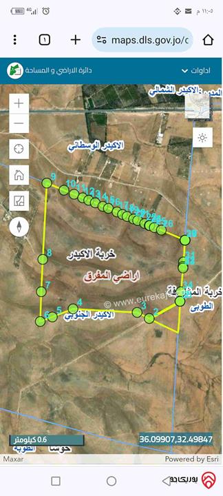 قطعة ارض مساحة 25 دونم للبيع في المفرق المشيرفة