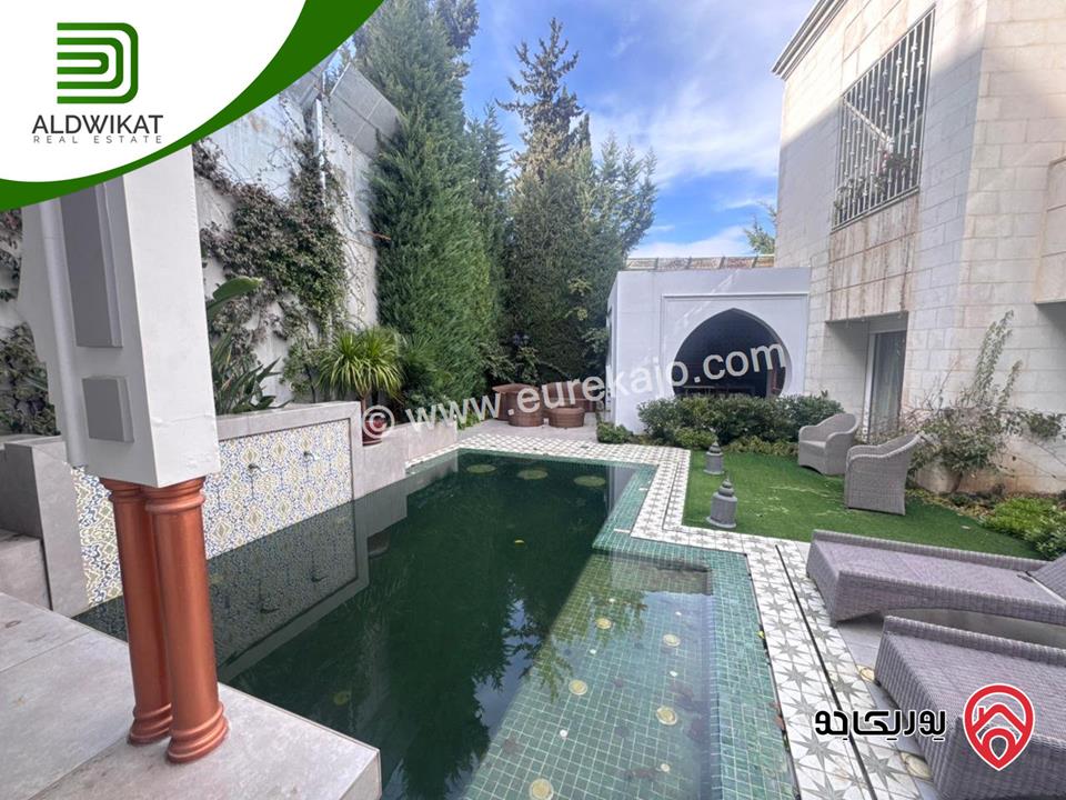 فيلا فاخره مفروشه مستقلة للبيع في عمان - دابوق مساحة البناء 800م ، الارض 770م ، الحديقة 200م والترس 200م