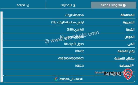 قطعة أرض مساحة 1053م للبيع في الزرقاء - البتراوي	