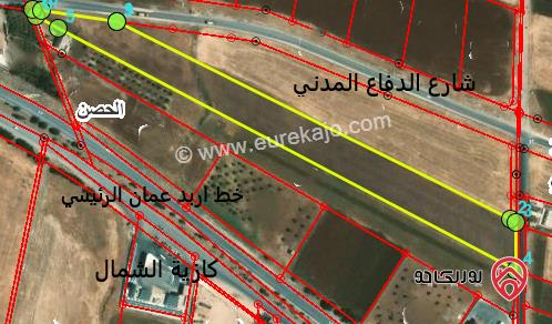 ارض 16دنم في اربد - من اراضي الحصن قوشان مستقل ضمن المومنيه قرب خط اربد عمان تقع على شارعين 