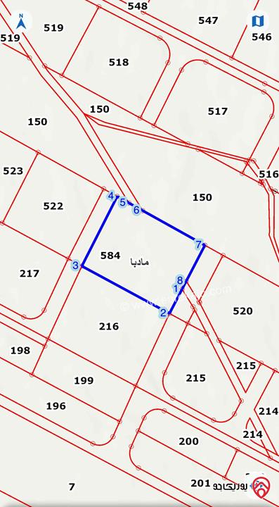 قطعة ارض مساحة 4 دونم و 610م للبيع في مادبا - الدخاخين الوسطى قرب التنظيم واصل شوارع و خدمات