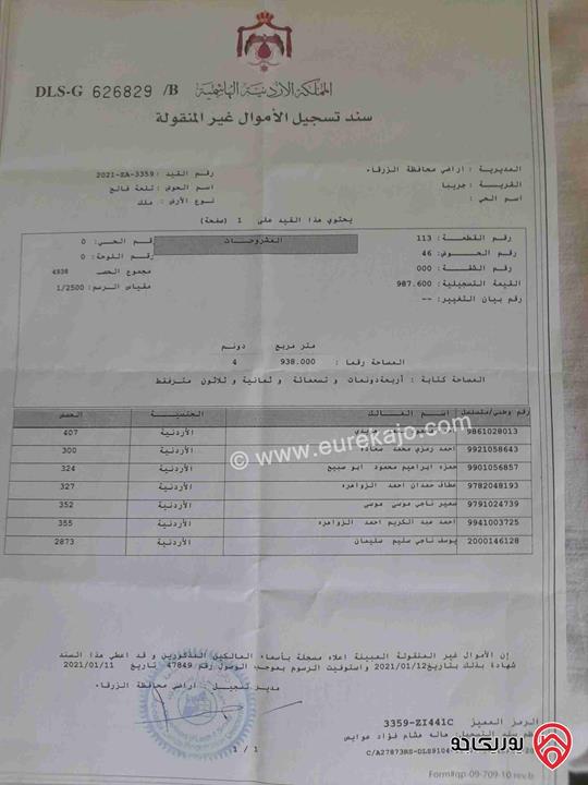 قطعة أرض مساحتها 300م للبيع في الزرقاء - جريبا