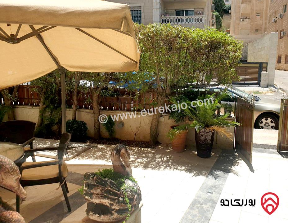شقة مفروشة ارضية مساحة 210م مع حديقة 80م ومدخل خاص للإيجار في عمان - أم السماق