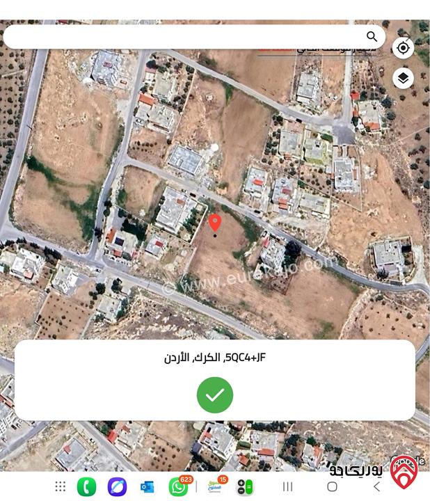قطعة أرض مساحة 738م للبيع في الكرك - الثنية - زحوم