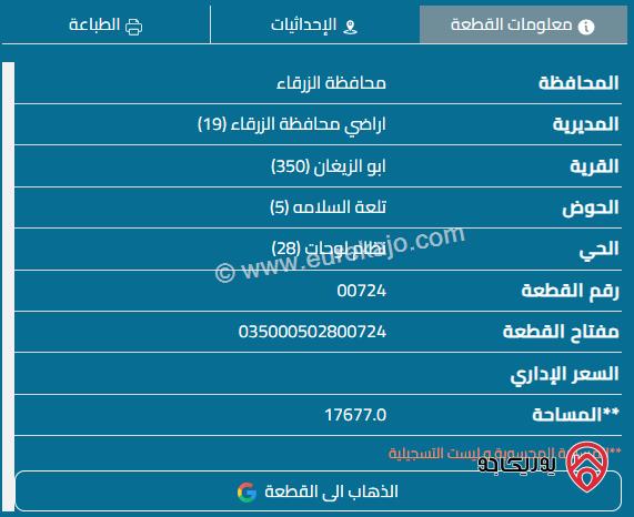 أرض مساحة 17 دونم للبيع في مدينة الزرقاء - ابو الزيغان