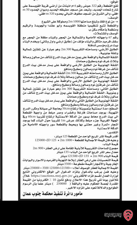 بناية سكنية 3 طوابق على أرض 1 دونم للبيع في عمان - القويسمة جبل الحديد