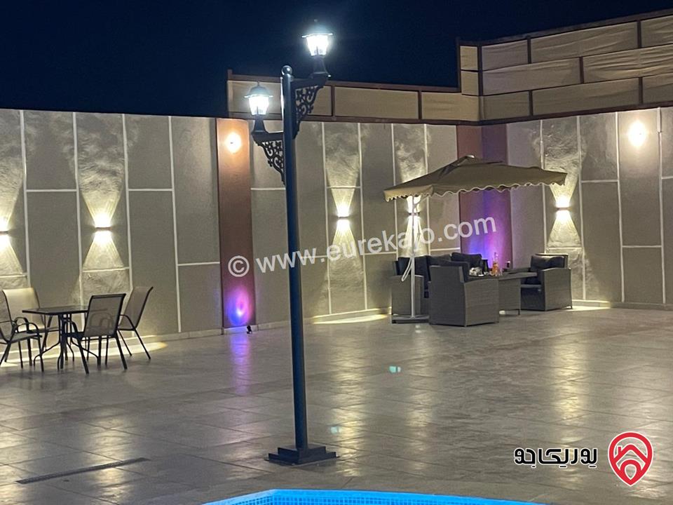 مزرعة وفيلا مساحة الأرض 4 دونم والبناء 400م للايجار في اربد - النعيمة