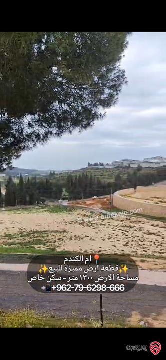 قطعة أرض مساحة 1300م للبيع في عمان - ام الكندم قرب مدارس الشويفات بأطلالة خلابة سكن خاص 