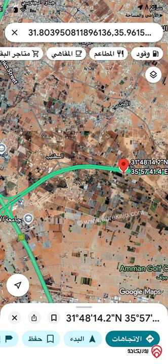 أرض مساحة 13 دونم و 340م للبيع في عمان - الطنيب