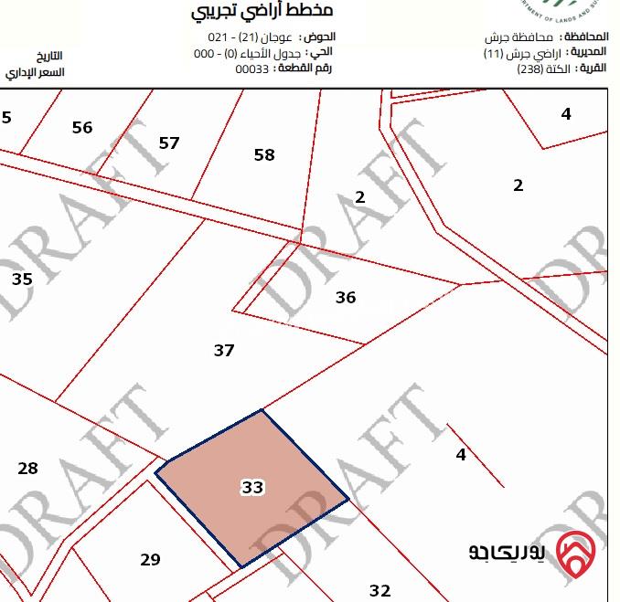 مزرعة مساحة الأرض 5 دونم و 282م والبناء 149م للبيع في جرش - الكتة