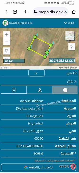 ارض مساحة 5 دونم للبيع من أراضي جنوب عمان/القنيطرة من المالك مباشرة