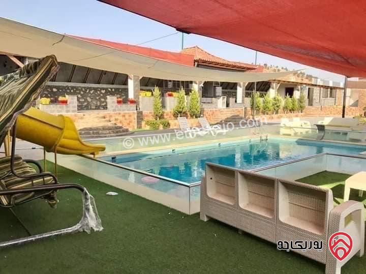 مزرعة مساحة الأرض 3425م والبناء 180م للبيع في جرش - بعد جامعة جرش، منطقة عين النبي * تبعد عن صويلح 40 دقيقة