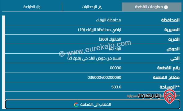 قطعة أرض مساحة 500م للبيع في الزرقاء - بيرين