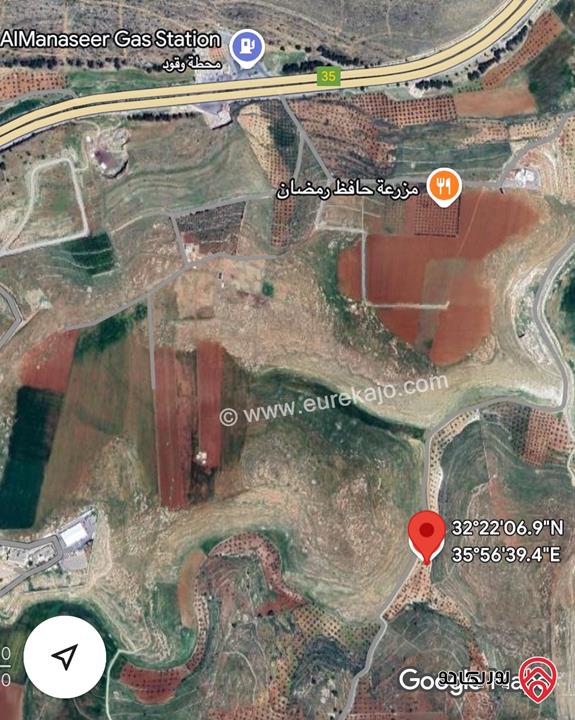 قطعة ارض مساحة 19 دونم و 195م للبيع من أراضي جرش قفقفا