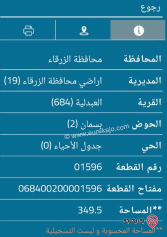 قطعة أرض مساحة 349م للبيع في الزرقاء - مدينة الشرق	