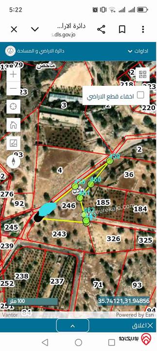 أرض مساحة 4 دونم و 317م على شارع رئيسي للبيع من أراضي غرب عمان (بلال / أم عبهر)