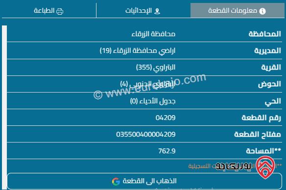 قطعة أرض مساحة 747م للبيع في الزرقاء - البتراوي 