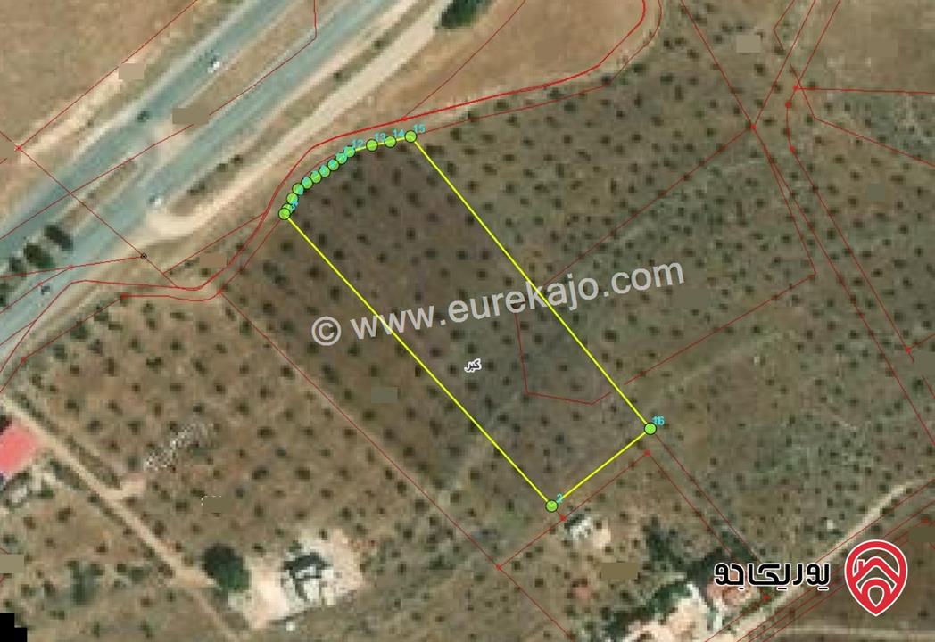 قطعة ارض مساحة 6280م للبيع على شارع اربد عمان مباشرة - كبر - وران  