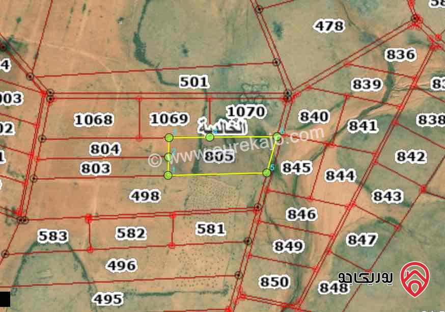 ارض للبيع في المفرق قرية الخالدية حوض وادي العاقب (4) . رقم القطعة 805