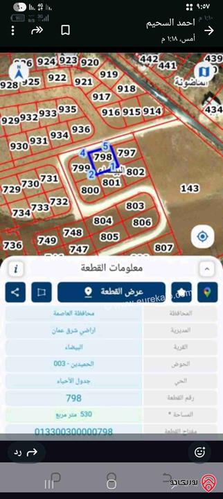 أرض مساحة 500م سكنية للبيع من أراضي جنوب عمان - البيضاء حوض الحميدين بسعر مغري 