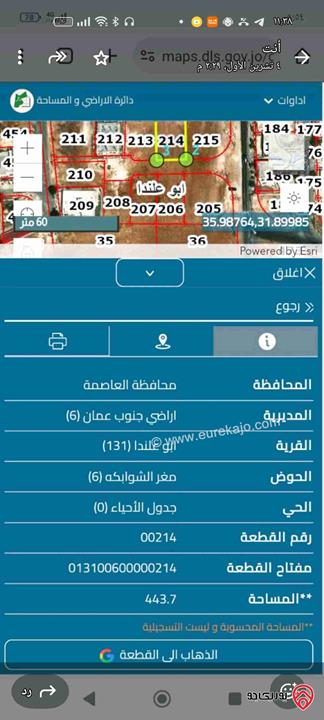  قطعة ارض مساحة 443م للبيع في عمان - منطقة المستندة قريبة جدا من السوق