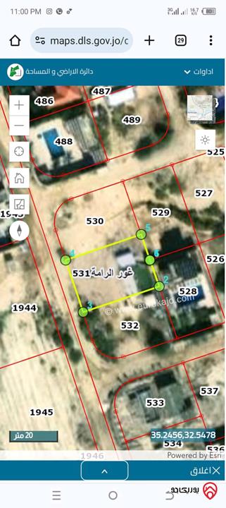 قطعة أرض مساحة 742م للبيع في منطقة البحر الميت قرب منتجع البحيرة إسكان المهندسين مطلة على البحر