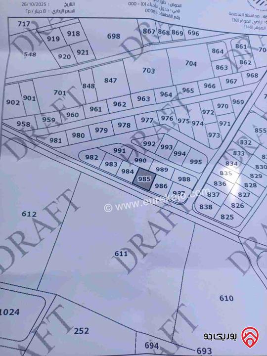 قطع أراضي بمساحات مختلفة من 500 م² لغاية 700 م² للبيع في عمان - الموقر