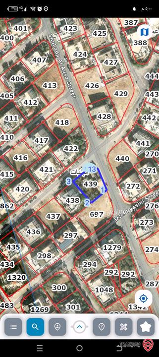 قطعة ارض مساحة 970م للبيع في عمان - البنيات شارع شهداء الأقصى