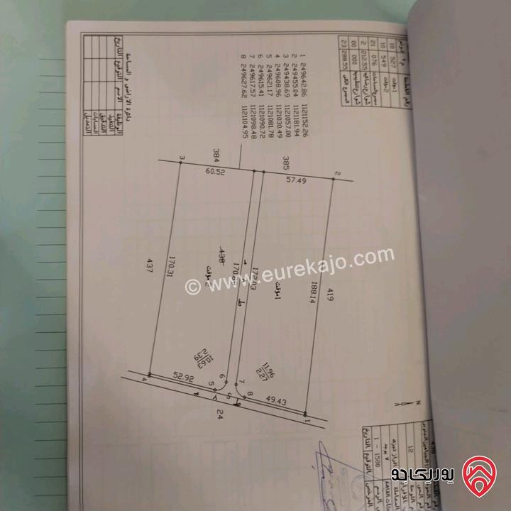 قطعة ارض مساحة 3500م للبيع من اراضي جنوب عمان - القنيطره 