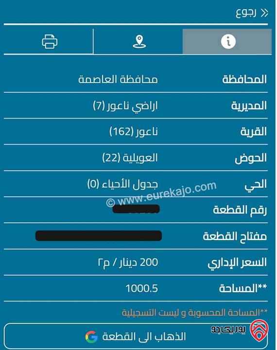 أرض مساحة دونم للبيع في عمان ناعور - العويلية 