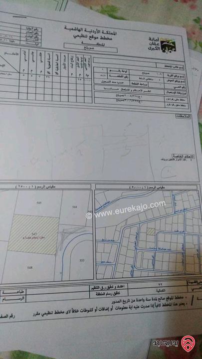 قطعة أرض مساحة 1007م للبيع في عمان - الكمالية سلطاني السلط منطقة فلل وقصور 