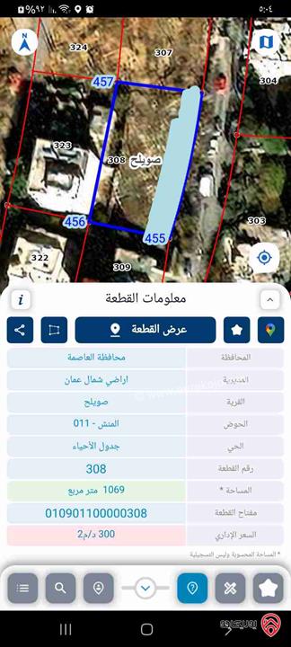 ارض مساحة 1 دونم و 69م للبيع من أراضي شمال عمان - دابوق اجمل مواقع المنش