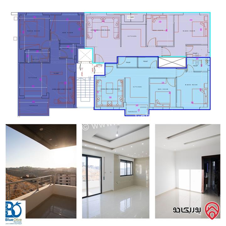 شقة متوفر عدة مساحات 80م - 90م - 130م للبيع في عمان - ابو علندا و اقساط 