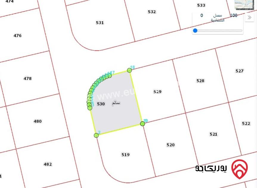 قطعة أرض مساحة 508م للبيع في قرية سالم	