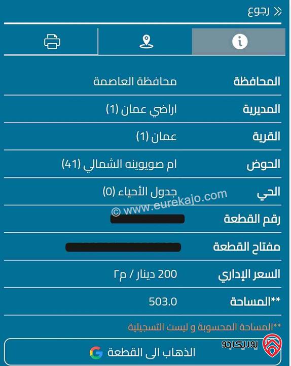 قطعة أرض للبيع مساحة 500 متر للبيع في عمان - أم صويونية الشمالي
