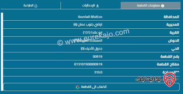 قطعة أرض مساحة 304م للبيع في أبو علندا - المستندة 