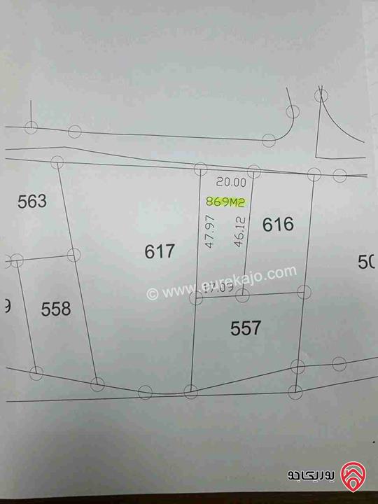 ارض مساحة 869م للبيع في عمان - الجبيهة