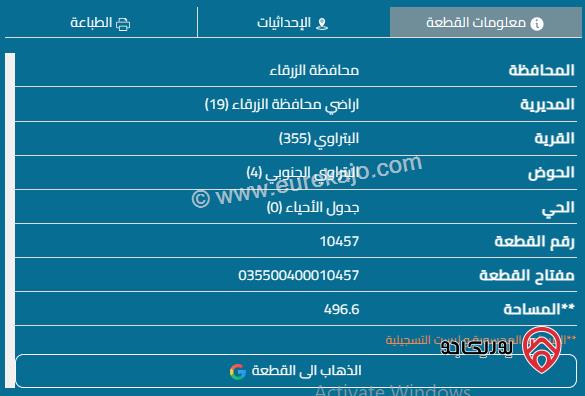 قطعة أرض مساحة 496م للبيع في الزرقاء - البتراوي 