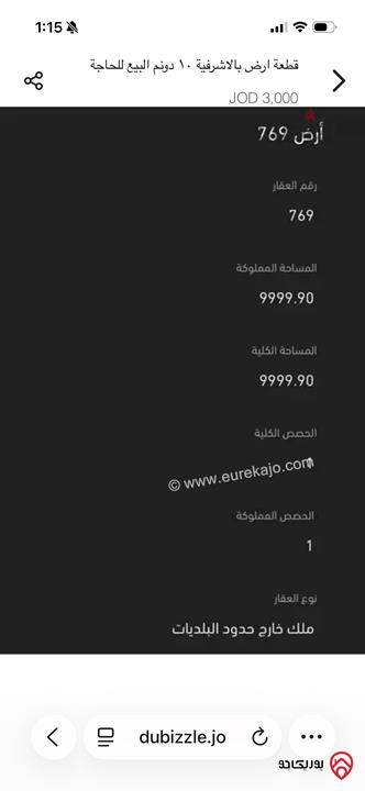 قطعة ارض مساحة 10 دونم للبيع في المفرق - أراضي البادية الشمالية بالاشرفيه