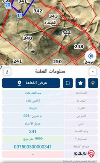قطع اراضي عدد 4 مساحتهم 44 دونم للبيع في مادبا بين البحر الميت ومادبا