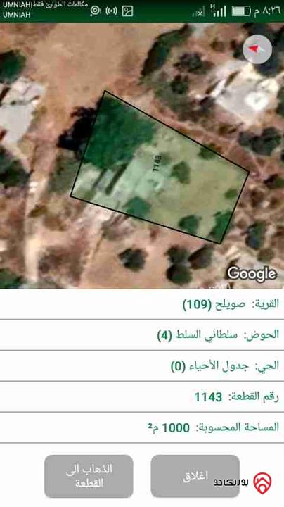 أرض مساحة 1 دونم للبيع في عمان - الحمار الكمالية 