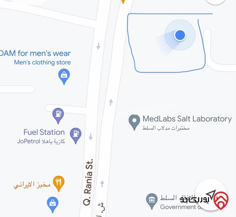 قطعة ارض تجاري مساحة 953م للبيع في السلط - وادي الشجره