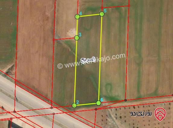 ارض لقطه 6دونمات للبيع في اربد - من اراضي الصريح ضمن حوض الطوال الجنوبي الغربي تقع على شارع البتراء الرئيسي بسعر مغري 66د/م 
