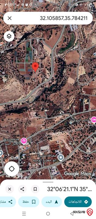 أرض مساحة 3 دونم و 400م للبيع في السلط - جلعد