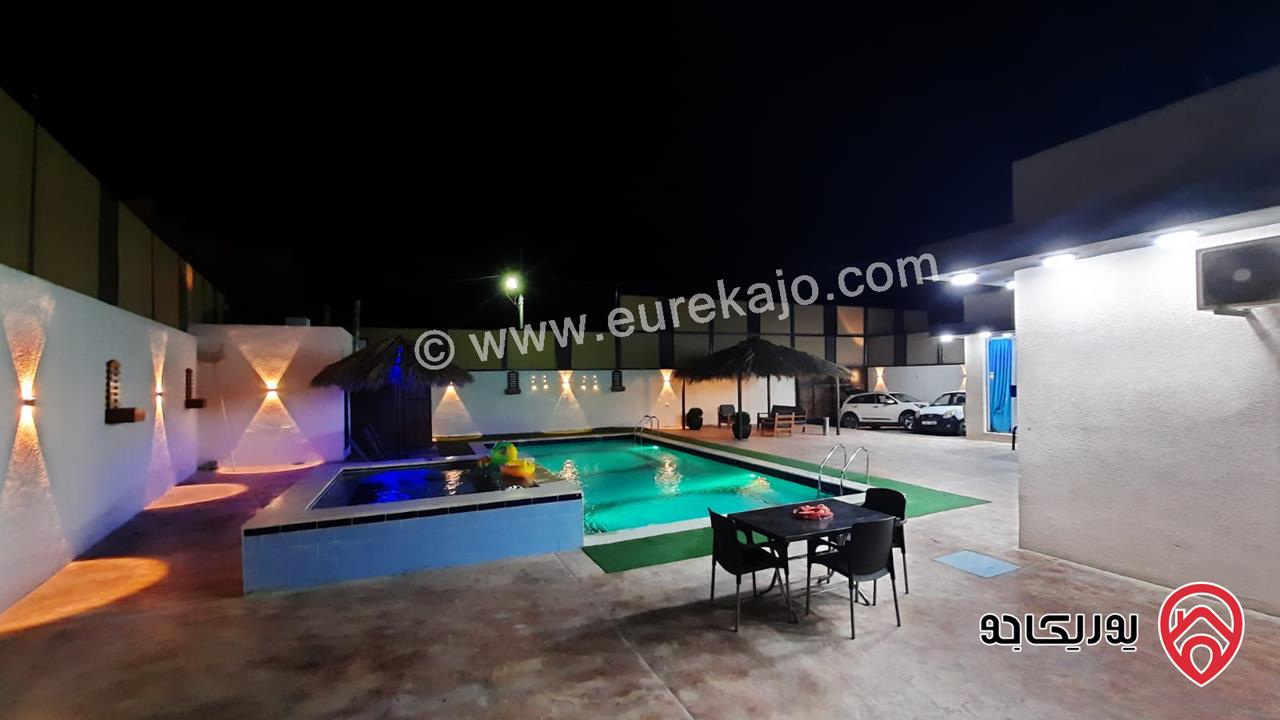 شاليه مساحة الأرض 527م والبناء 122م للبيع في البحر الميت منطقة الجوفة