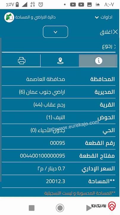 قطعة ارض مساحة 20 دونم للبيع من أراضي جنوب عمان 